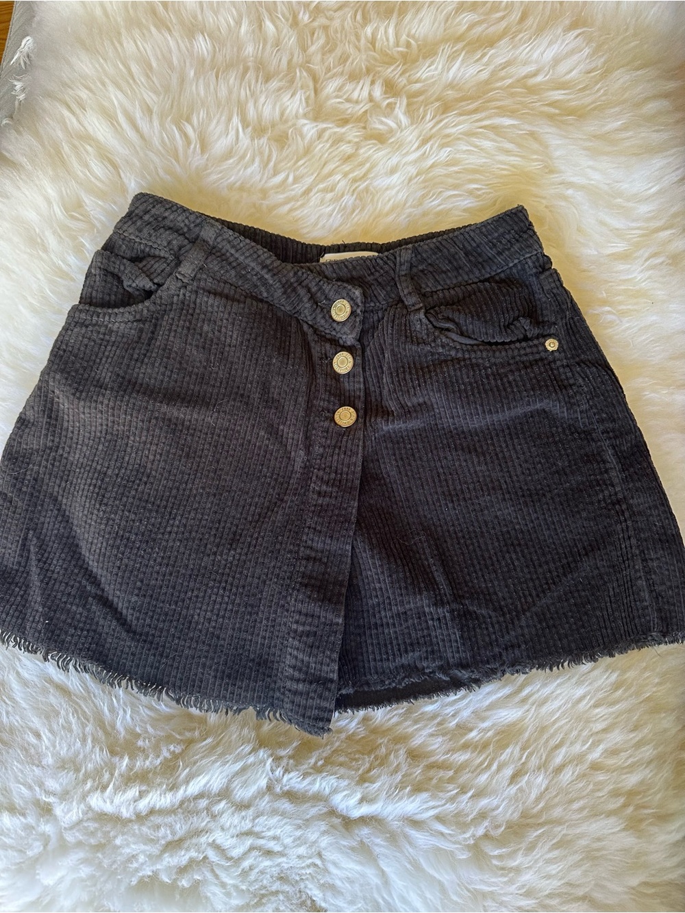 Kids Zara Black Corduroy Button-Front Skort